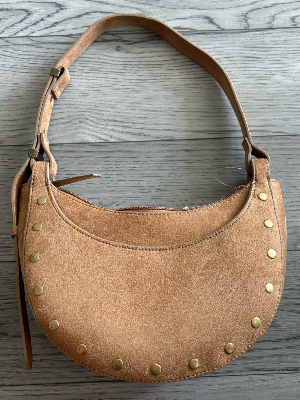 Abercrombie & Fitch Tan Suede Crescent Shoulder Bag